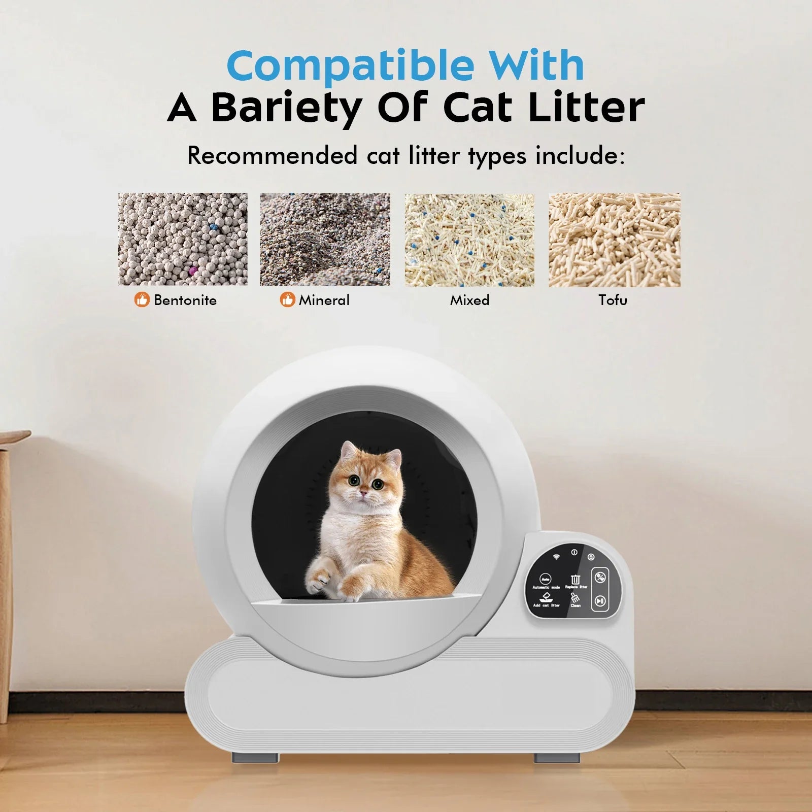 KTX-182035 Automatic Self-Cleaning Cat Litter Box with Wi-Fi Control, 70L Capacity, Dust-Free Design, Easy to Clean