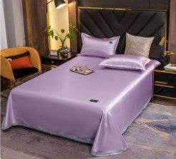 KTX-182739 Ice Silk Bed Sheet Set with Quilt Cover and Pillowcases - Cool Feeling, Solid Colors, Multiple Sizes Available