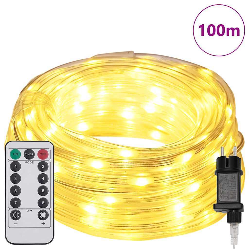 KTX-183699 Warm White LED Light Rope Tube with 2400 LEDs, 100 m Flexible PVC for Indoor and Outdoor Decoration