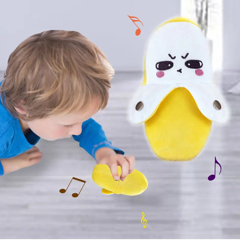 KTX-184147 Inductive Beat Music Banana Plush Toy – Soft Stuffed Animal for Babies and Toddlers, Educational Learning Fun