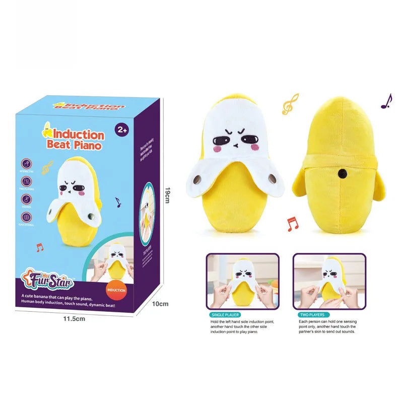 KTX-184147 Inductive Beat Music Banana Plush Toy – Soft Stuffed Animal for Babies and Toddlers, Educational Learning Fun