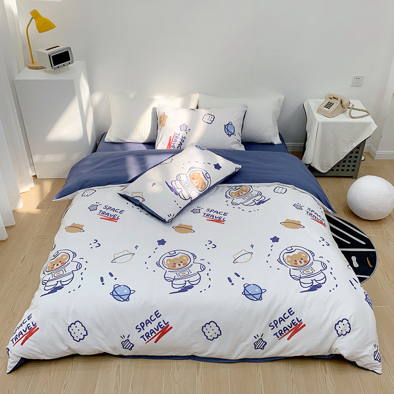 KTX-184211 Pure Cotton Four-Piece Cartoon Duvet Cover Set for Kids' Beds, Various Adorable Designs