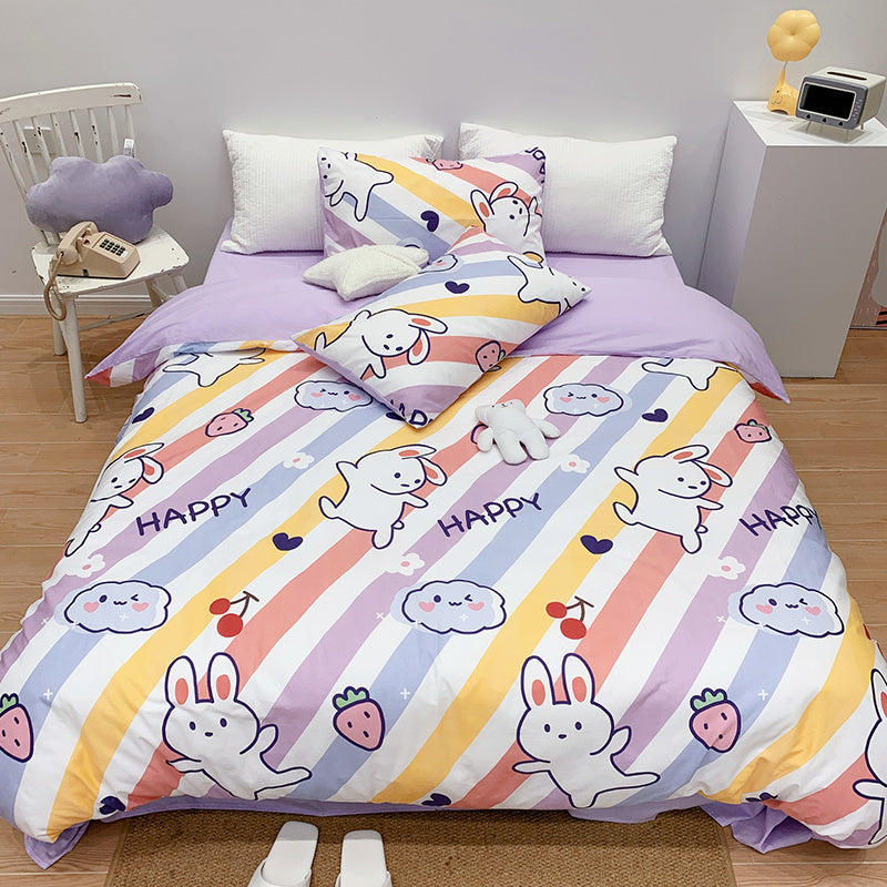 KTX-184211 Pure Cotton Four-Piece Cartoon Duvet Cover Set for Kids' Beds, Various Adorable Designs