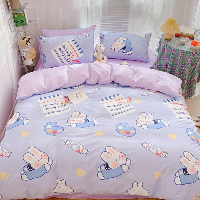 KTX-184211 Pure Cotton Four-Piece Cartoon Duvet Cover Set for Kids' Beds, Various Adorable Designs
