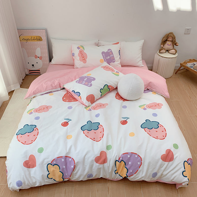KTX-184211 Pure Cotton Four-Piece Cartoon Duvet Cover Set for Kids' Beds, Various Adorable Designs