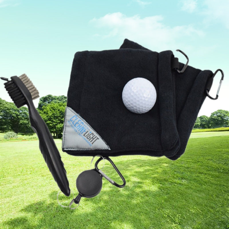 KTX-184467 Golf Cleaning Brush and Microfiber Towel Set - Multiple Color Options Available