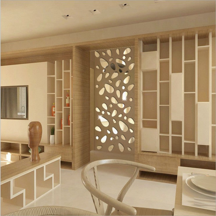 KTX-184979 3D Stereo Mirror Cobblestone Wall Stickers - Acrylic Decorative Wall Paste