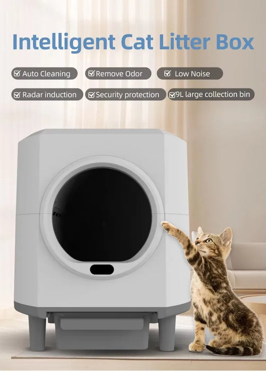 KTX-185491 Large Capacity Self-Cleaning Cat Litter Box with Smart App Control for Multiple Cats - 90L Total Closed Design