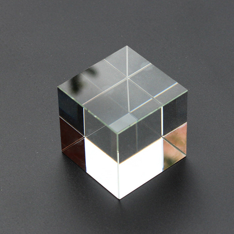 KTX-186131 Transparent K5/K9 Crystal Cube - White Embryo Design Geometry Ornament