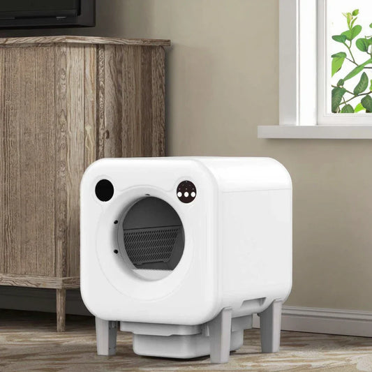 KTX-186643 Automatic Cat Litter Box with Large 10kg Capacity and Easy Clean Design, Durable Plastic Construction