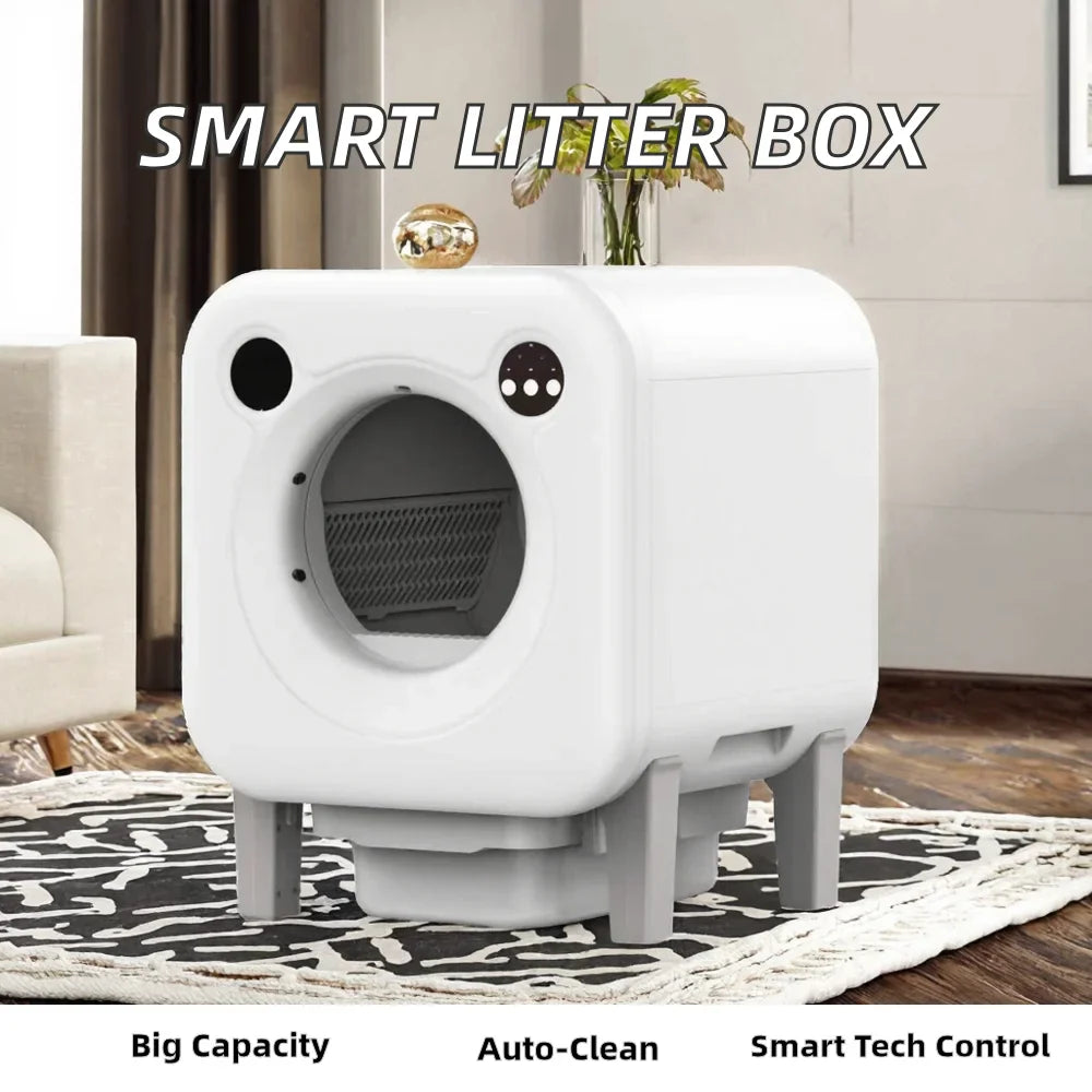KTX-186643 Automatic Cat Litter Box with Large 10kg Capacity and Easy Clean Design, Durable Plastic Construction