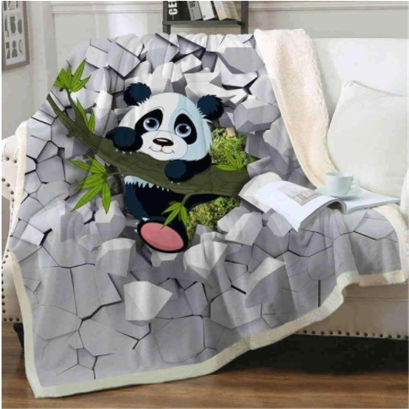 KTX-187155 Cozy Coral Fleece Panda Series Flannel Blanket