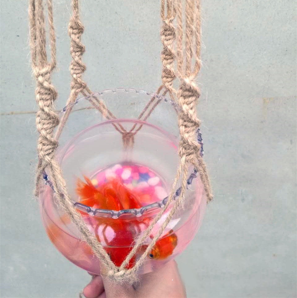 KTX-187283 Hemp Rope Flower Pot Net Bag - Wall-Mounted Hanging Planter with Durable Design