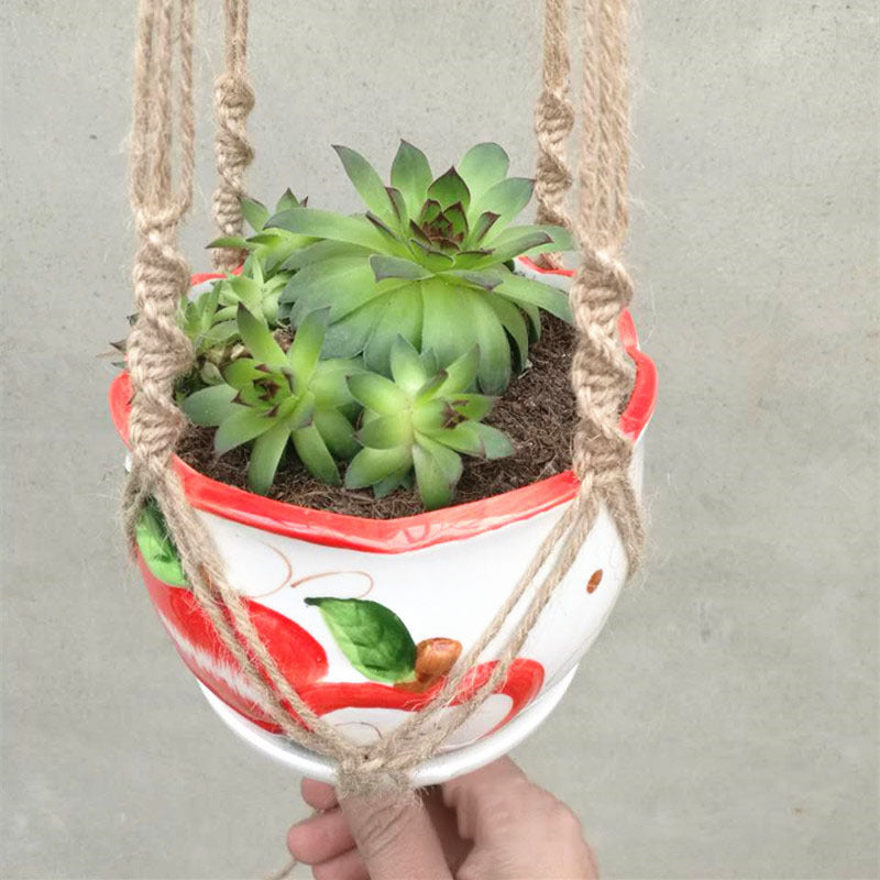 KTX-187283 Hemp Rope Flower Pot Net Bag - Wall-Mounted Hanging Planter with Durable Design