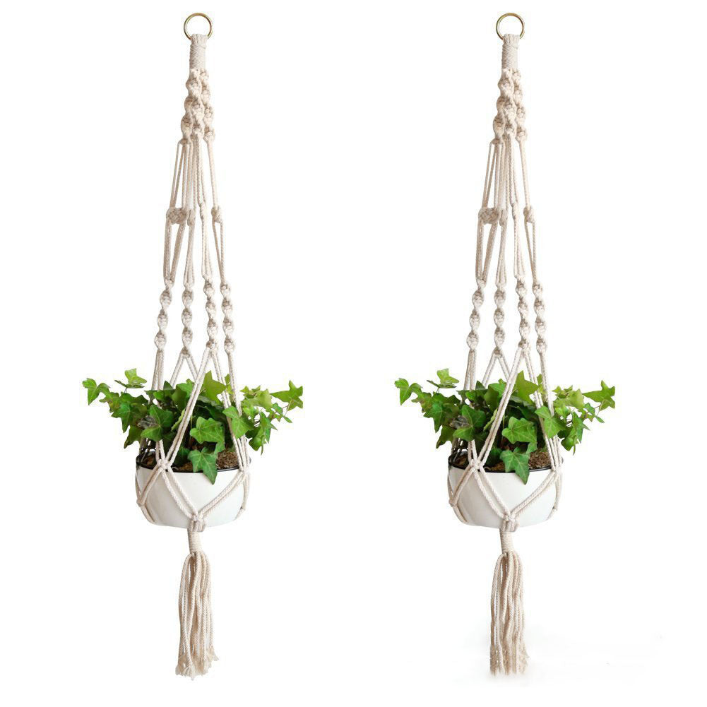 KTX-187283 Hemp Rope Flower Pot Net Bag - Wall-Mounted Hanging Planter with Durable Design