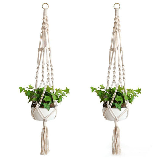 KTX-187283 Hemp Rope Flower Pot Net Bag - Wall-Mounted Hanging Planter with Durable Design