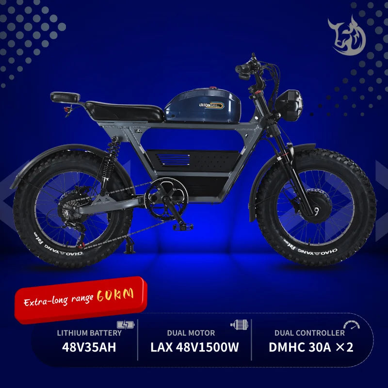 KTX-188051 Dual Motor 48V 1500W Off-Road Electric Bike with 35Ah Battery and 7-Speed Gears in Yellow