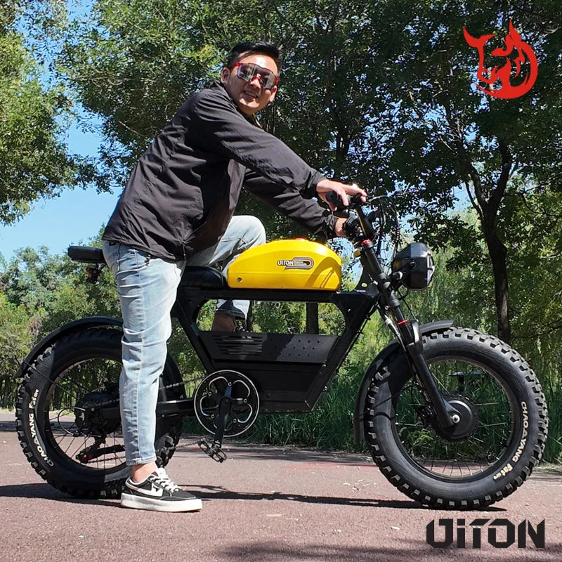 KTX-188051 Dual Motor 48V 1500W Off-Road Electric Bike with 35Ah Battery and 7-Speed Gears in Yellow