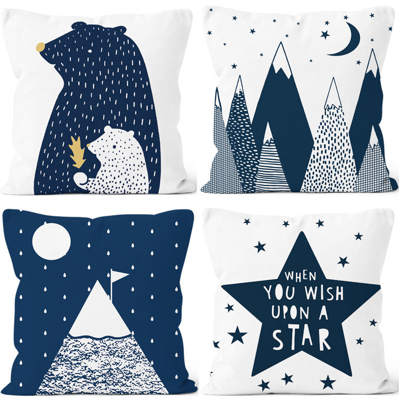 KTX-189331 Modern Super Soft Short Plush Pillow Cover - 45 x 45 cm Star Wishing Bear Design