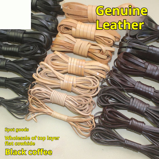 KTX-189331 Solid Color Cowhide Strip Rope - Multiple Widths and Thicknesses Available