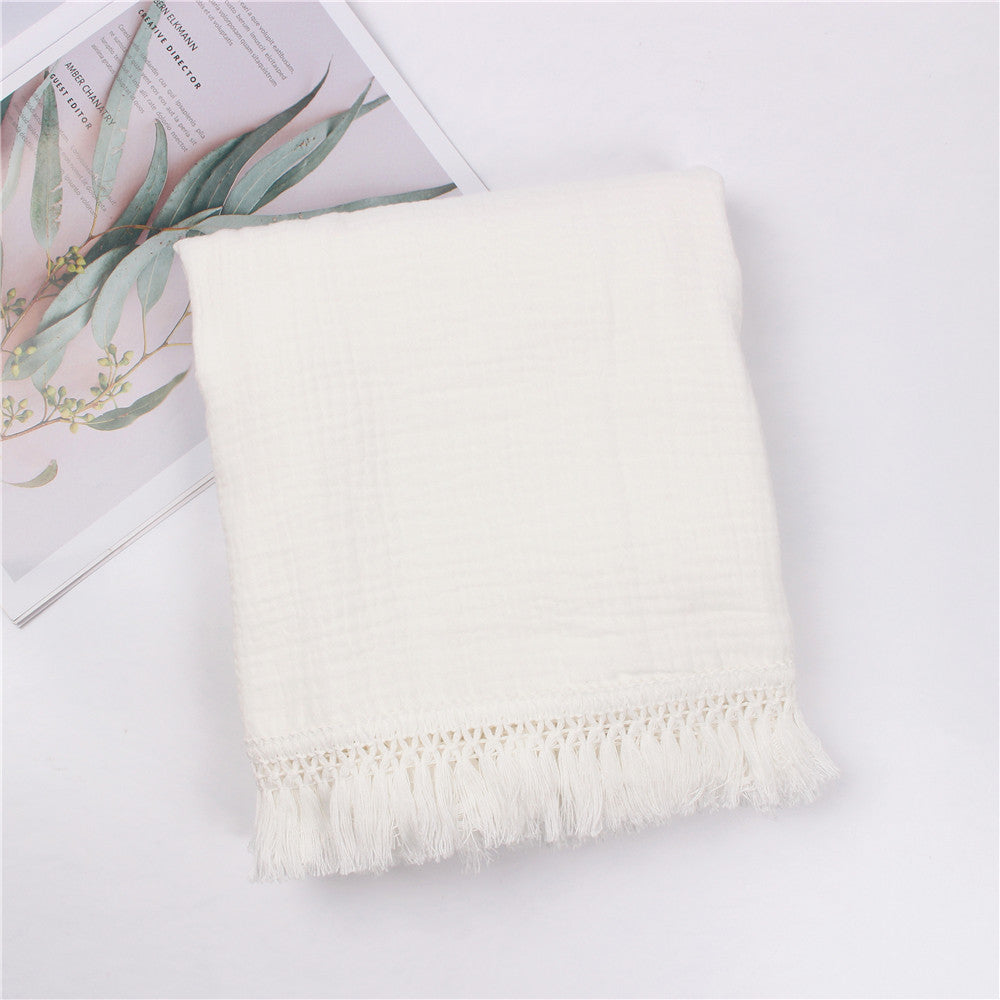 KTX-189971 Children's Pure Cotton Printed Tassel Blanket - Soft, Skin-Friendly Baby Gauze for All Seasons (100x120cm)