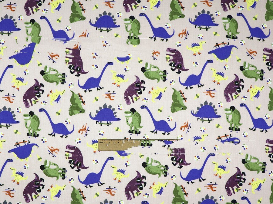 KTX-190483 Dinosaur Print Cotton Twill Pillow Cover for Kids' Bedding and Curtains