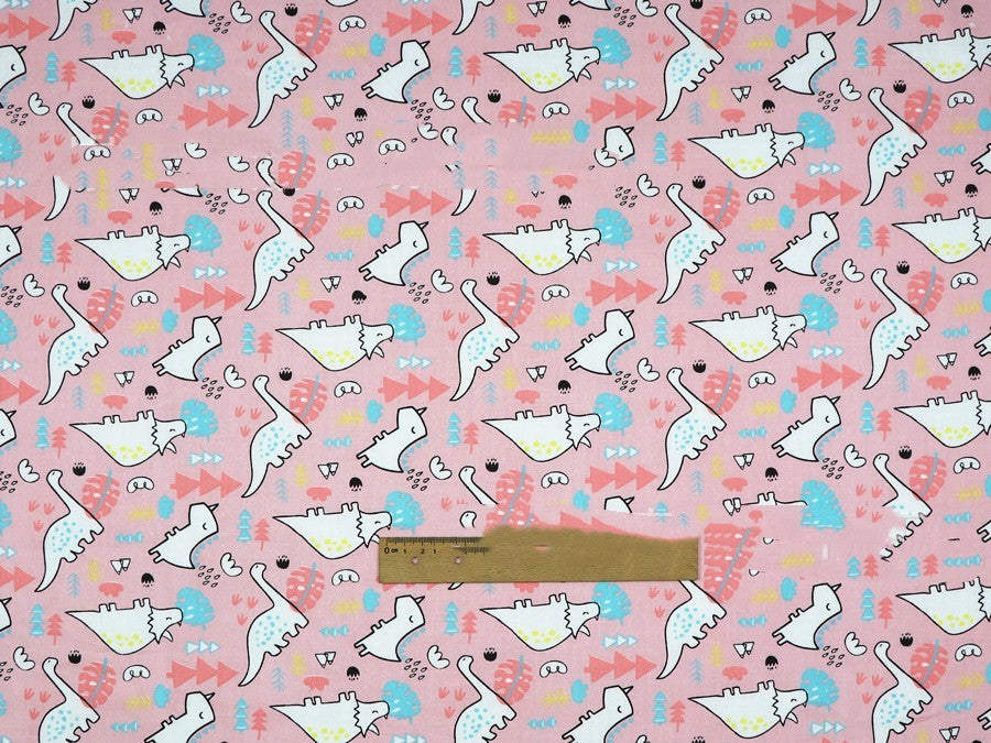 KTX-190483 Dinosaur Print Cotton Twill Pillow Cover for Kids' Bedding and Curtains