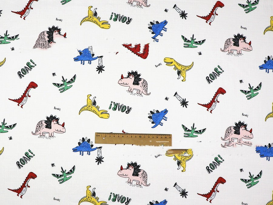 KTX-190483 Dinosaur Print Cotton Twill Pillow Cover for Kids' Bedding and Curtains