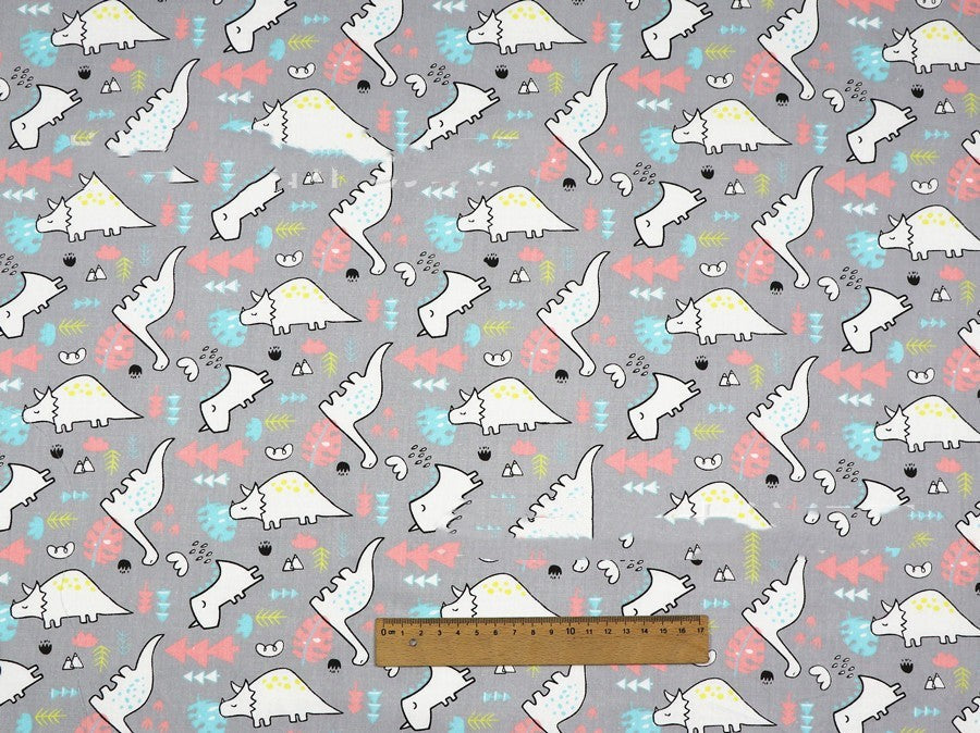 KTX-190483 Dinosaur Print Cotton Twill Pillow Cover for Kids' Bedding and Curtains