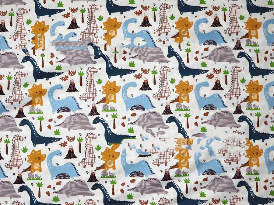 KTX-190483 Dinosaur Print Cotton Twill Pillow Cover for Kids' Bedding and Curtains