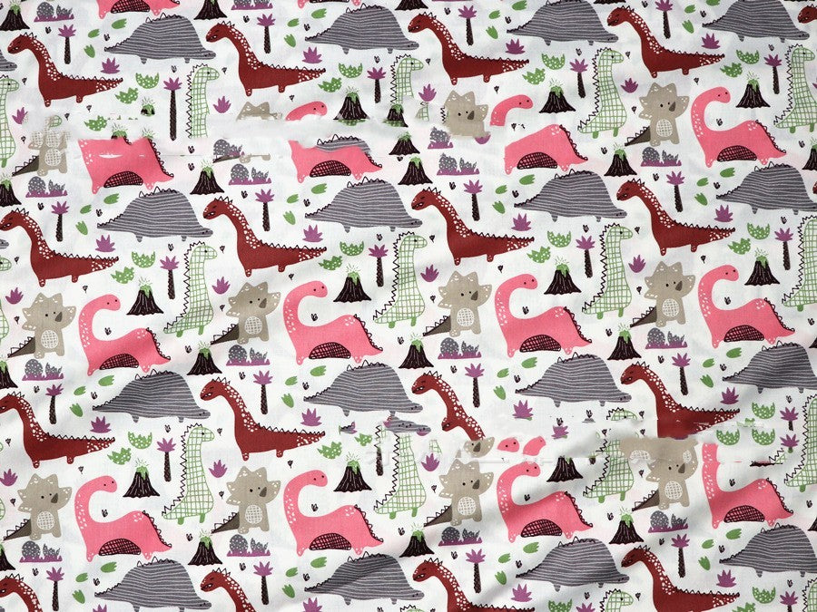 KTX-190483 Dinosaur Print Cotton Twill Pillow Cover for Kids' Bedding and Curtains