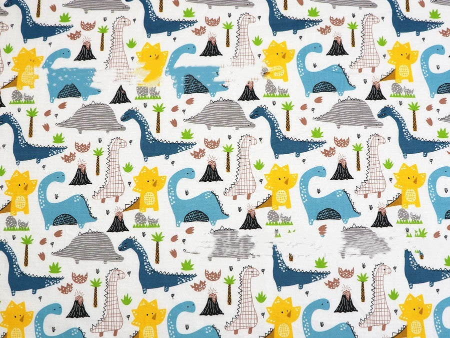 KTX-190483 Dinosaur Print Cotton Twill Pillow Cover for Kids' Bedding and Curtains