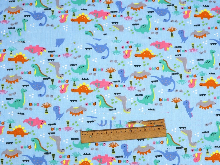 KTX-190483 Dinosaur Print Cotton Twill Pillow Cover for Kids' Bedding and Curtains