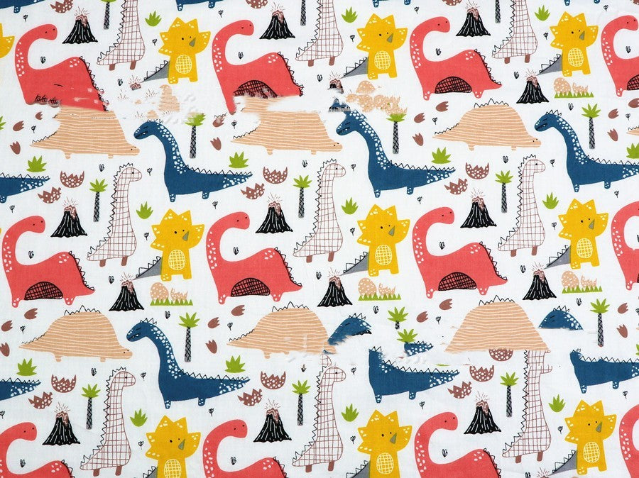 KTX-190483 Dinosaur Print Cotton Twill Pillow Cover for Kids' Bedding and Curtains