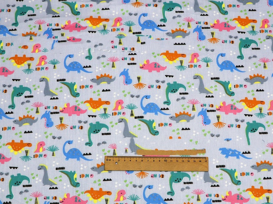 KTX-190483 Dinosaur Print Cotton Twill Pillow Cover for Kids' Bedding and Curtains