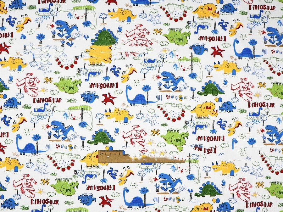 KTX-190483 Dinosaur Print Cotton Twill Pillow Cover for Kids' Bedding and Curtains