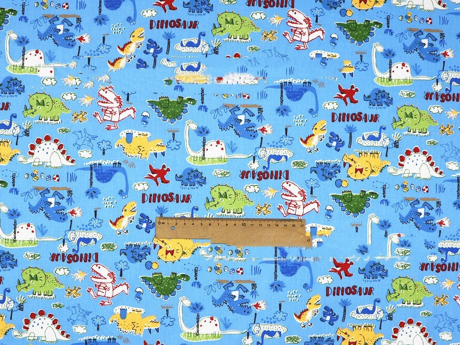 KTX-190483 Dinosaur Print Cotton Twill Pillow Cover for Kids' Bedding and Curtains