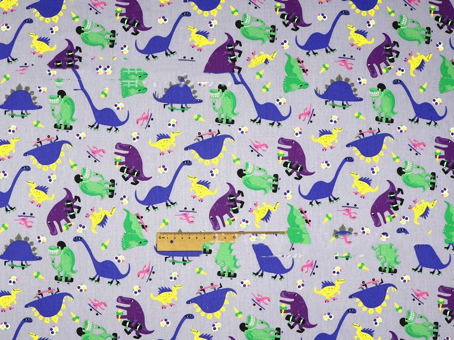 KTX-190483 Dinosaur Print Cotton Twill Pillow Cover for Kids' Bedding and Curtains