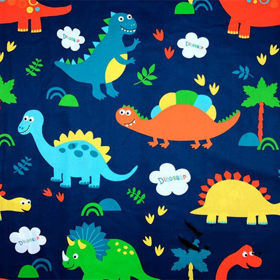 KTX-190483 Dinosaur Print Cotton Twill Pillow Cover for Kids' Bedding and Curtains