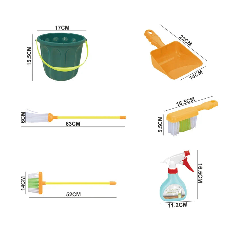 KTX-190483 Kids Cleaning Set - Pretend Play Broom Mop Brush for Preschool Ages 0 to 7 Years