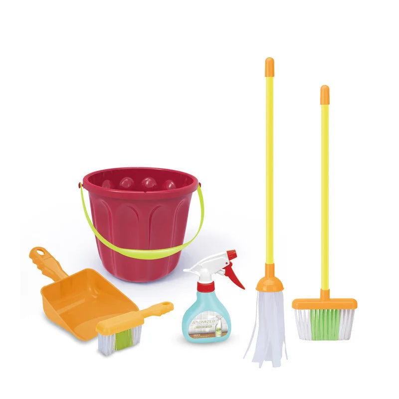 KTX-190483 Kids Cleaning Set - Pretend Play Broom Mop Brush for Preschool Ages 0 to 7 Years