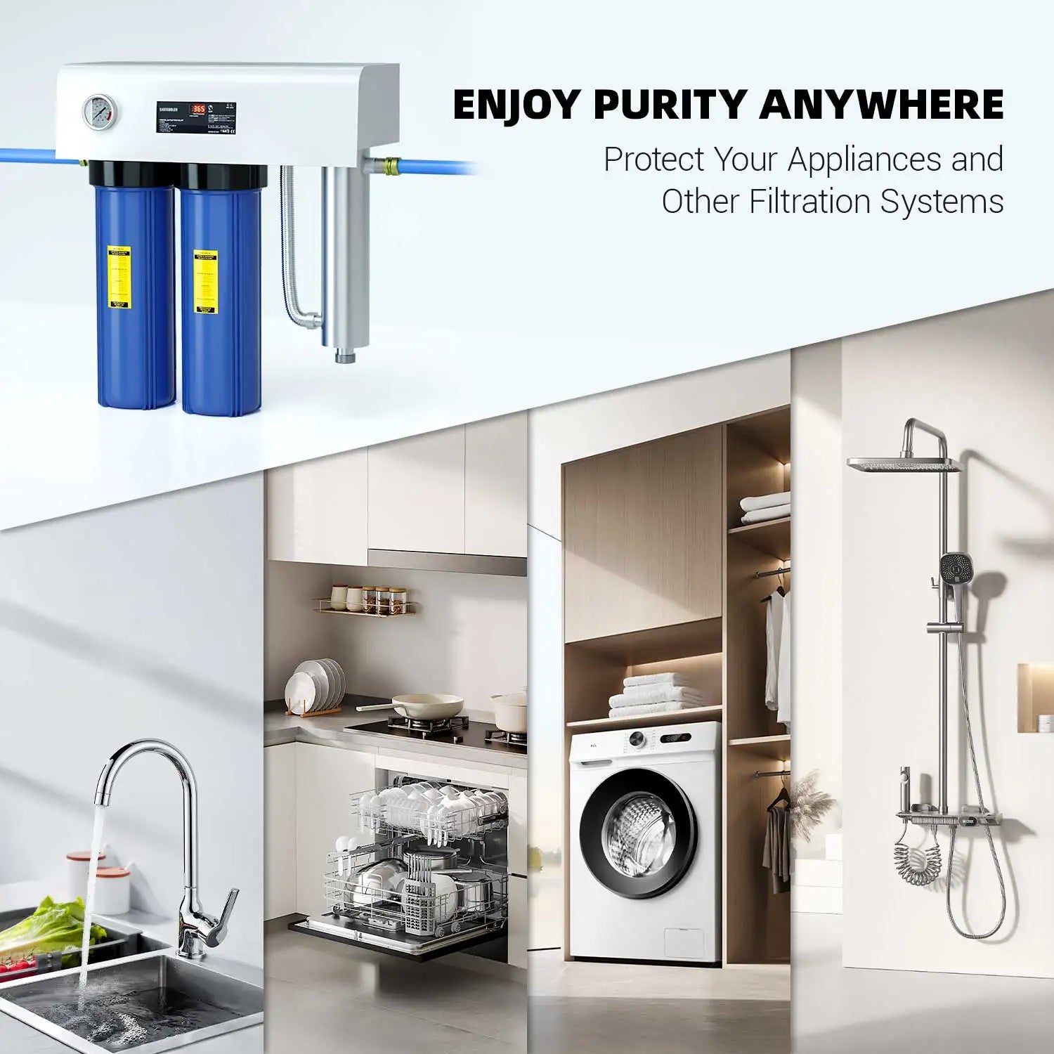 KTX-190995 Triple Whole House Water Filter System with High Output UV Purification