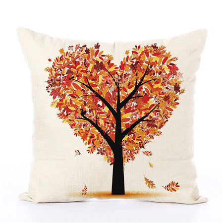 KTX-191635 Linen Pillow Cover with Money Tree Design - Simple Modern Cushion, 40x40cm