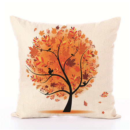 KTX-191635 Linen Pillow Cover with Money Tree Design - Simple Modern Cushion, 40x40cm