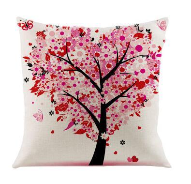 KTX-191635 Linen Pillow Cover with Money Tree Design - Simple Modern Cushion, 40x40cm