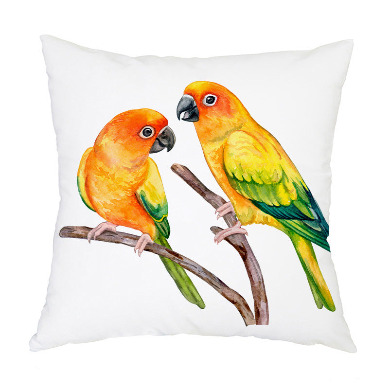 KTX-192787 Nordic Bird Pattern Flannel Pillowcase - 45x45cm, Polyester Print Design