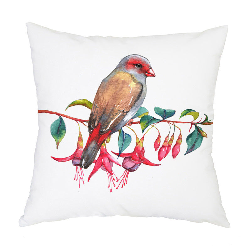 KTX-192787 Nordic Bird Pattern Flannel Pillowcase - 45x45cm, Polyester Print Design