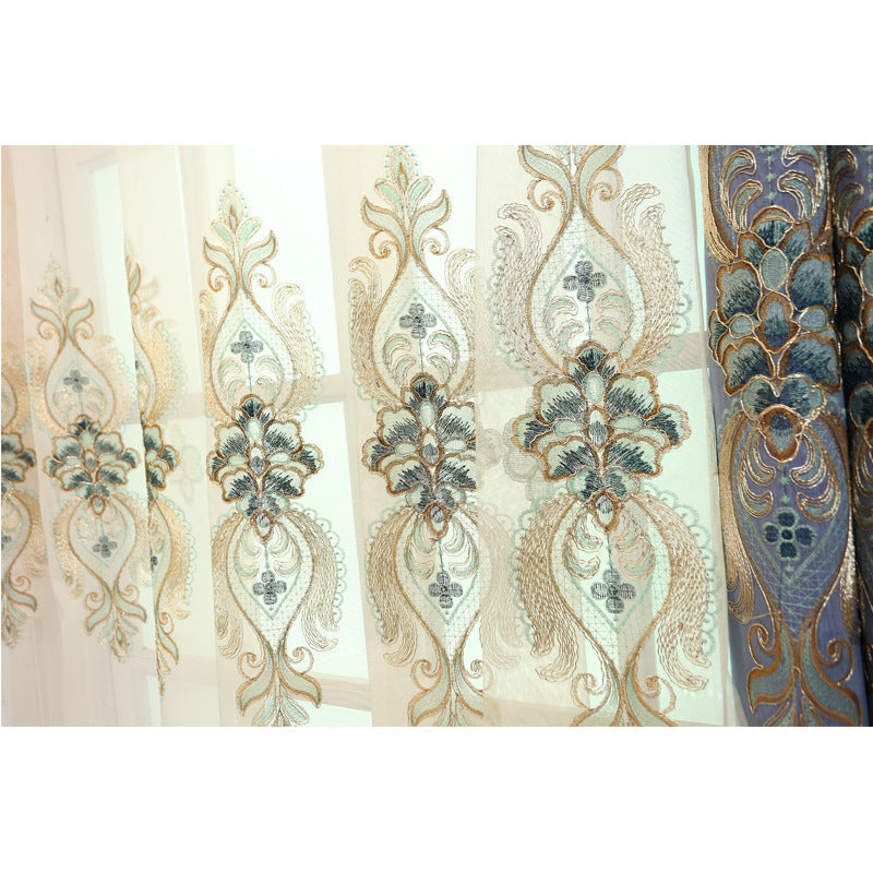 KTX-193811 Modern Slub Cotton Embroidery Curtain Fabric - High Shading in Yellow, Beige, Blue