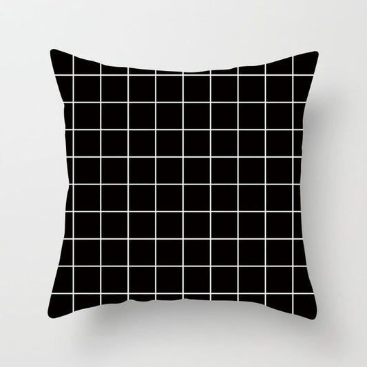 KTX-193939 Geometric Black and White Polyester Pillowcases with Plush Filling
