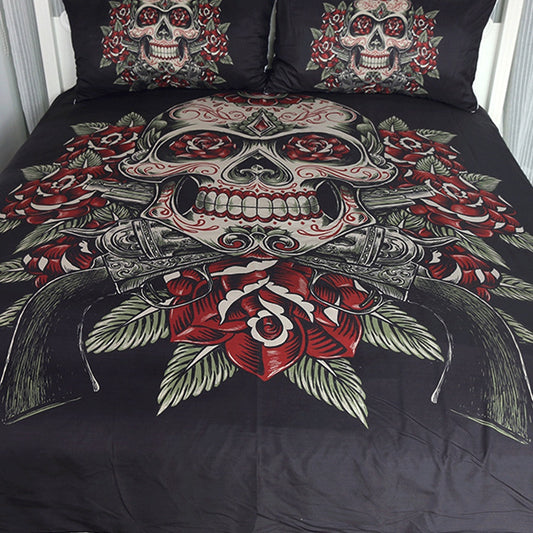 KTX-196243 European and American Skeleton Duvet Cover Set for Spring and Summer - Various Sizes Available